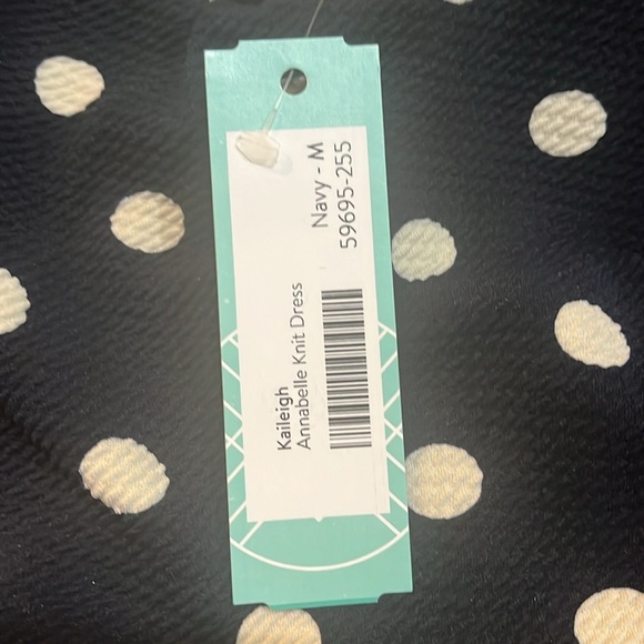 NWT!!! Kaileigh Navy and White Polka Dot Sleeveless Dress, Size M - Picture 6 of 9